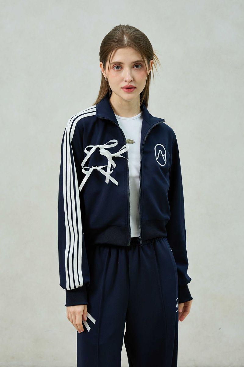 RIBBON JERSEY TRACK TOP / NAVY