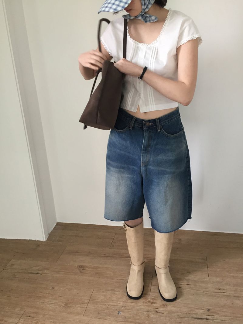 Salty Bermuda Denim Pants (1color)