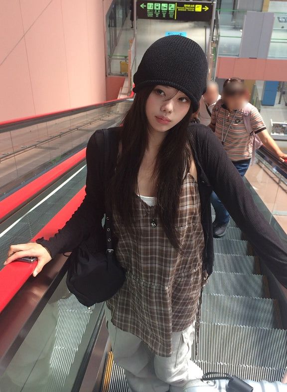 Gaps Check Bustier String Sleeveless One Piece