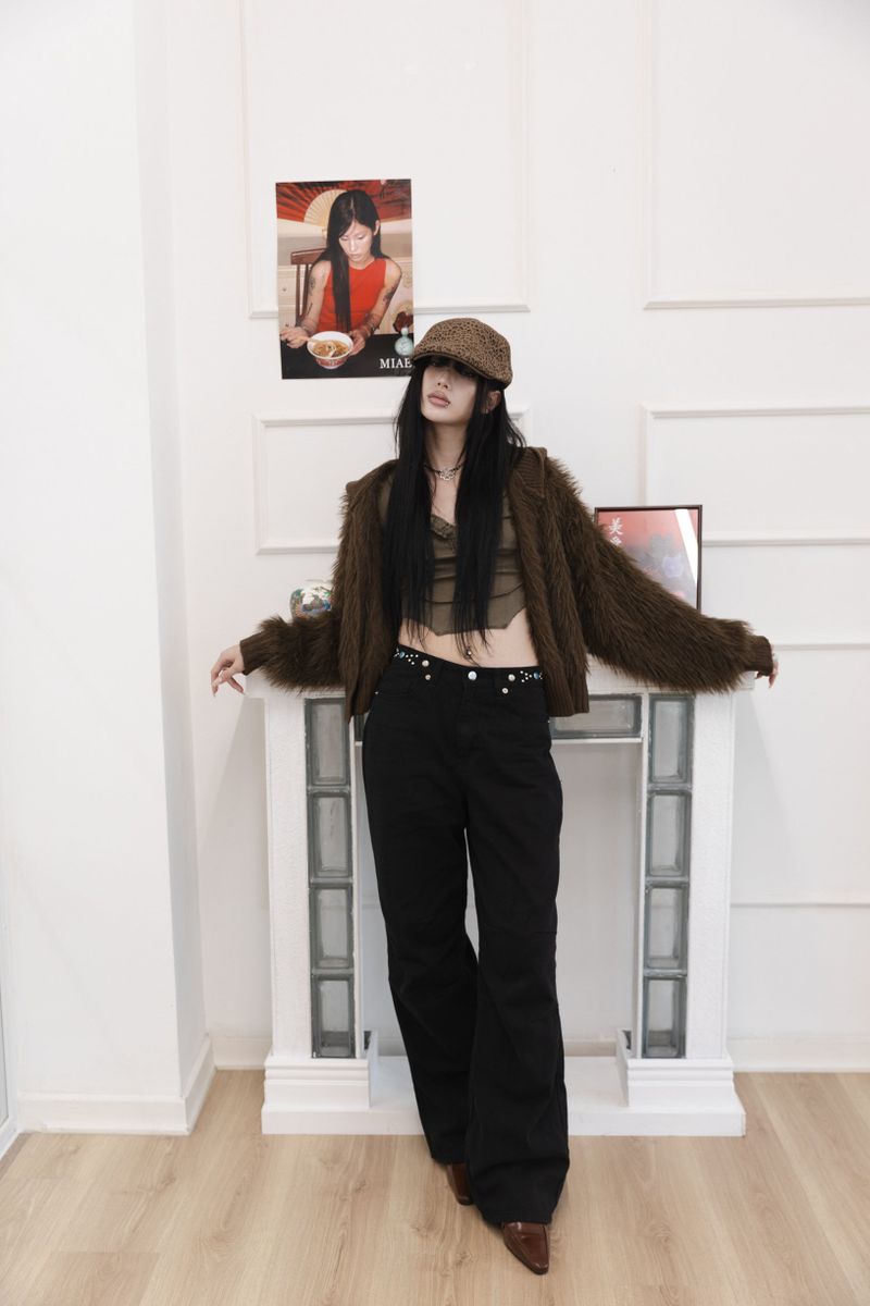 [Sepia] Stud cotton pants