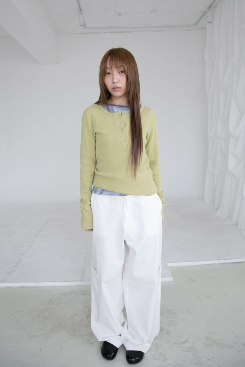 olive waffle snap top(3colors)