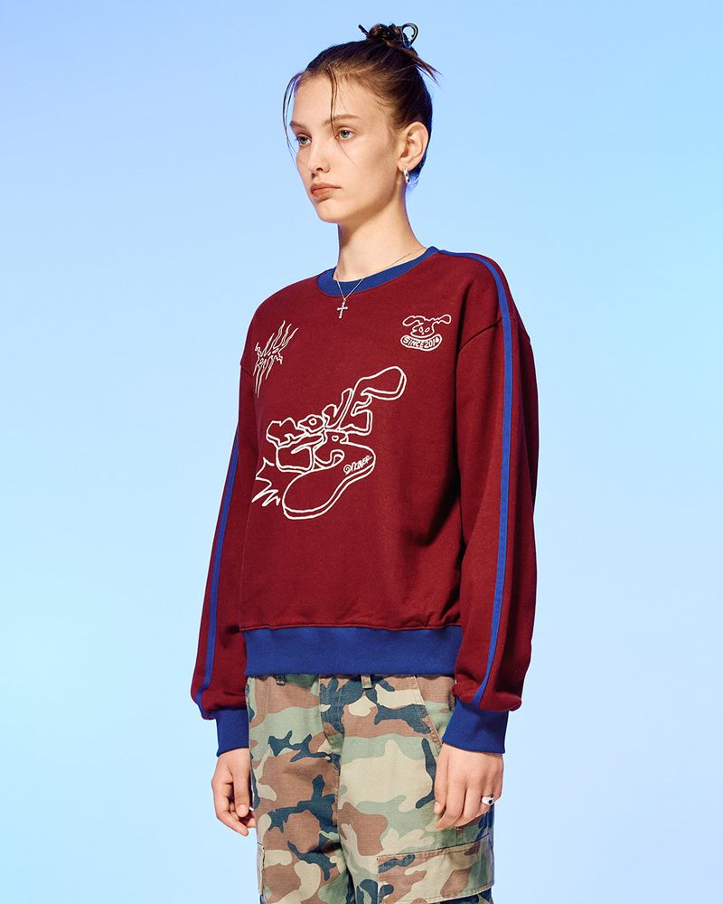 OLD SPORTS TEAM SWEATSHIRT-BURGUNDY
