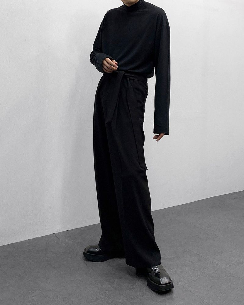 FL Belted Side Banding Wide Slacks (4 colors)