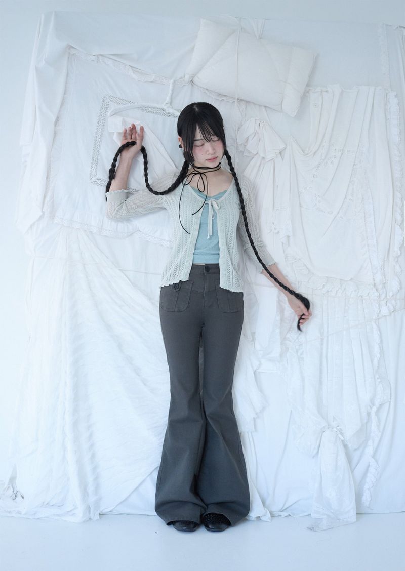 3/4 LACE KNIT CARDIGAN MISTY MINT