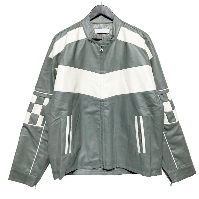 (UNISEX)モーターチェッカーオーバーライダージャケット
