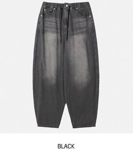 Fit String Banded Balloon Denim Pants