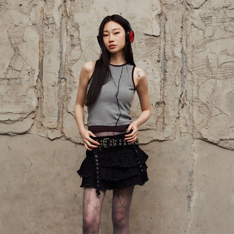 Slim Fit Layered Sleeveless (Gray/P)
