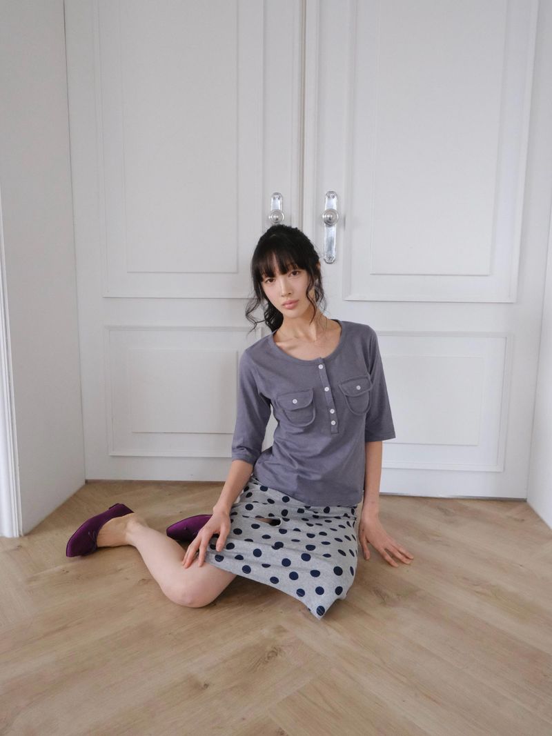pocket henley neck t