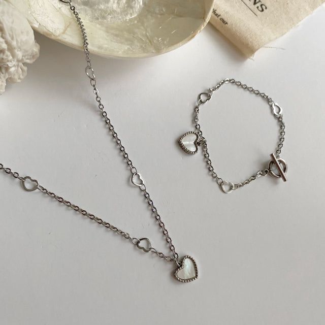 hhr Heart chain mother-of-pearl necklace