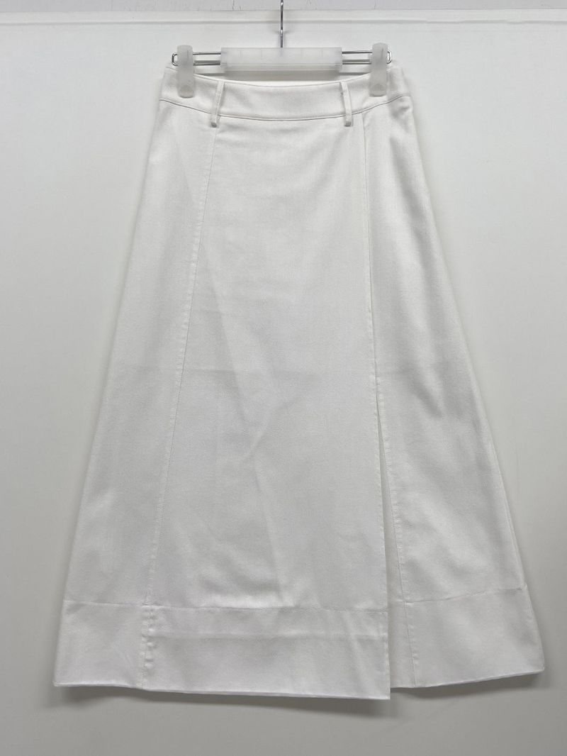 Deep Slit Wrap Denim Long Skirt