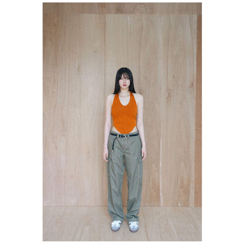 Don't Ask My Plan (DAMP)（ドントアスクマイプラン）の「ホルターネックニットベスト_ORANGE（トップス）」