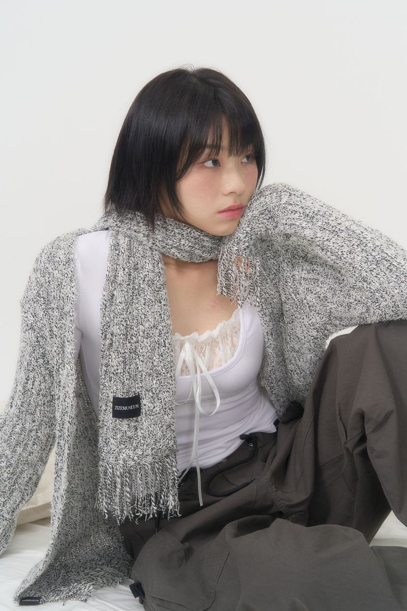 MIX KNIT MUFFLER (GRAY)