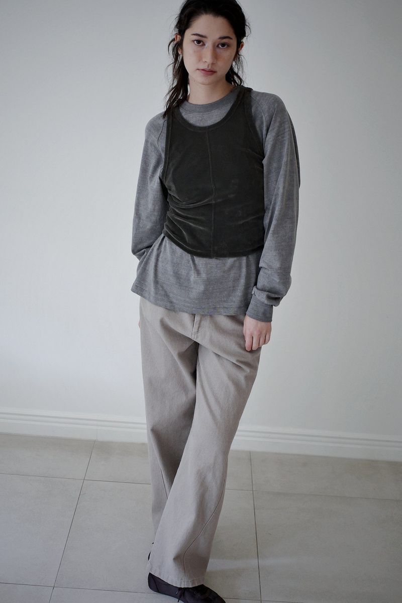 Washed straight leg pants, Beige