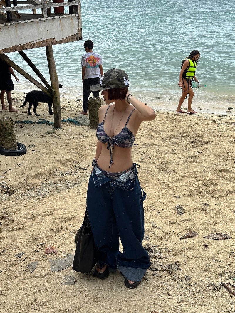 camo military strap bikini