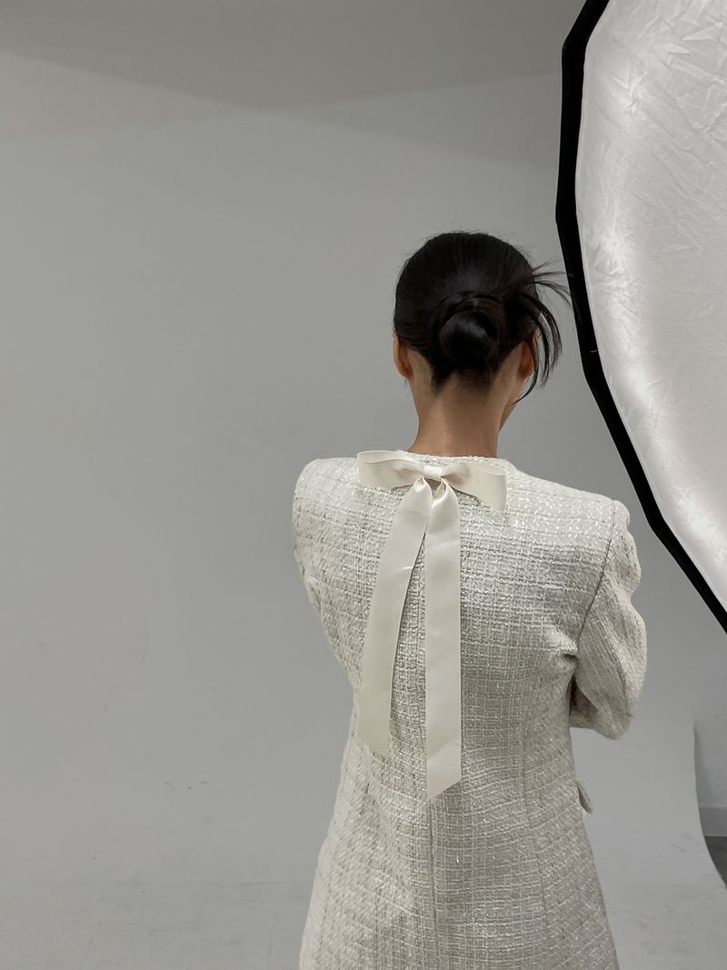 ribbon tweed dress