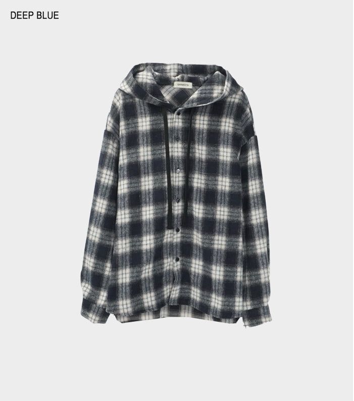 Big over hood check shirt