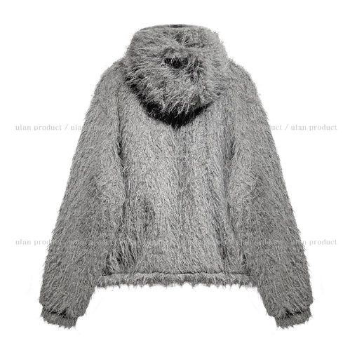 Lolo High Neck Fur Hooded Jumper