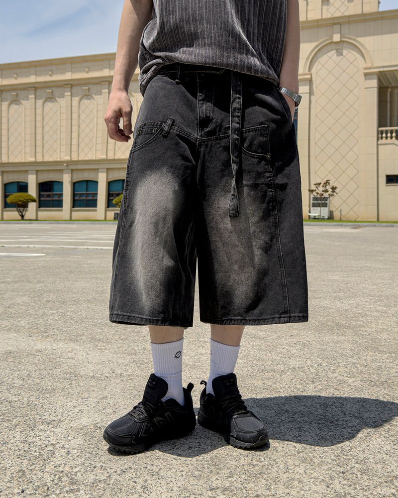 Beltic Asymmetric Pocket Bermuda Denim