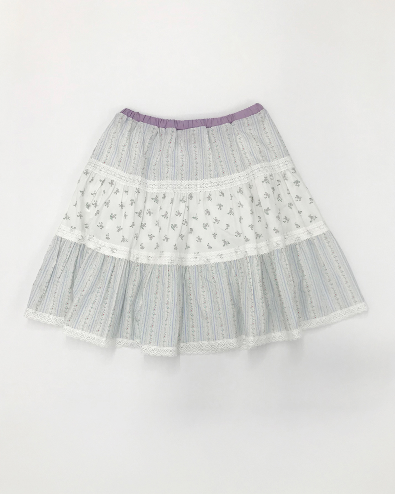 YWD COLOR-BLOCK FLORAL SKIRT (2color)