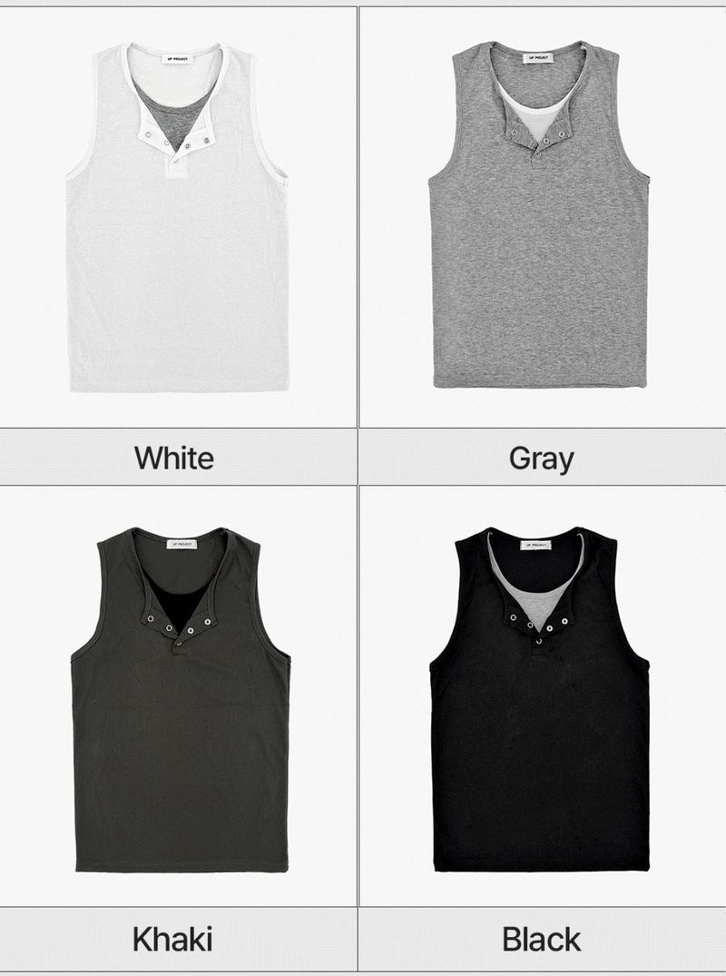 Layered Henley Tank Top