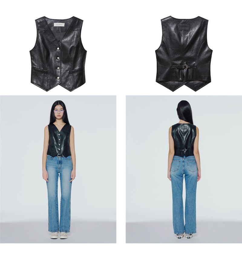 Faux-leather waistcoat