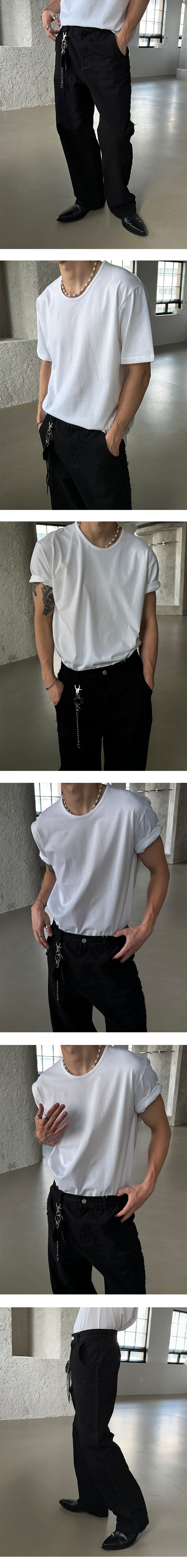 [BASIC ITEM] U neck round half t-shirts (2color)