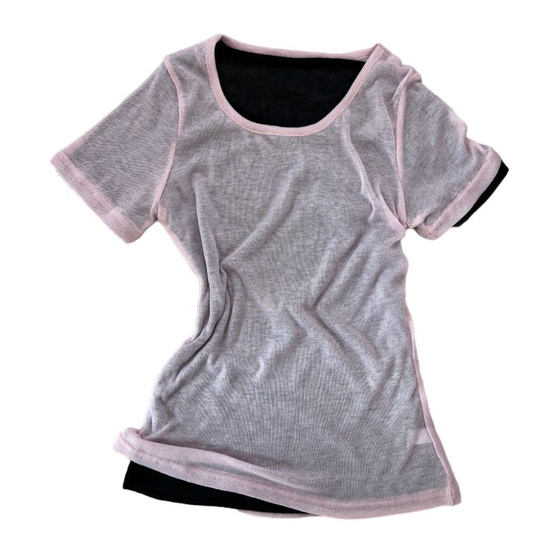 Melting Sheer Layered Half Sleeve Tee