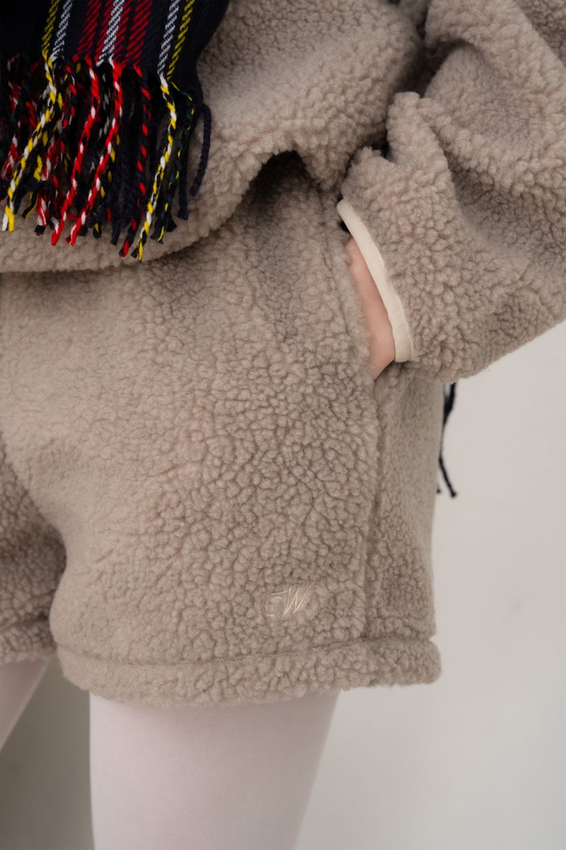 Teddy fleece shorts_mocha