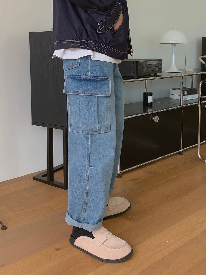ASCLO Washed Denim Cargo Pants