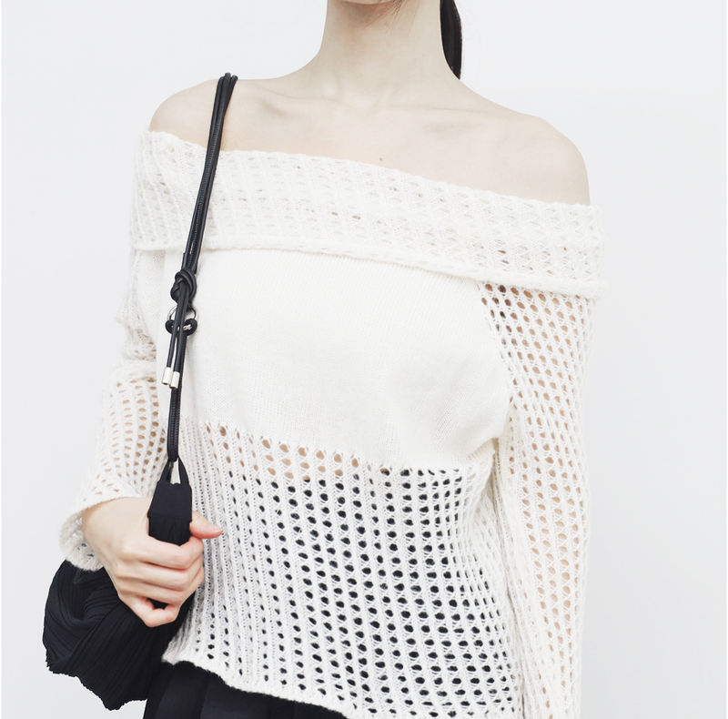 NONCODE（ノンコード）の「Vininto net off-shoulder knitwear（Tops）」