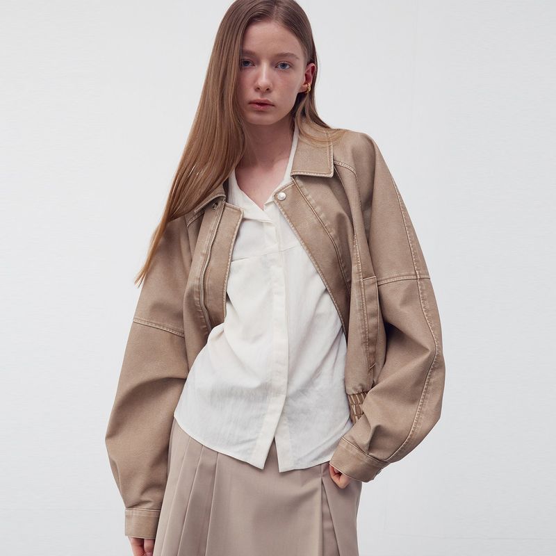 WASHED EFFECT BOMBER JACKET