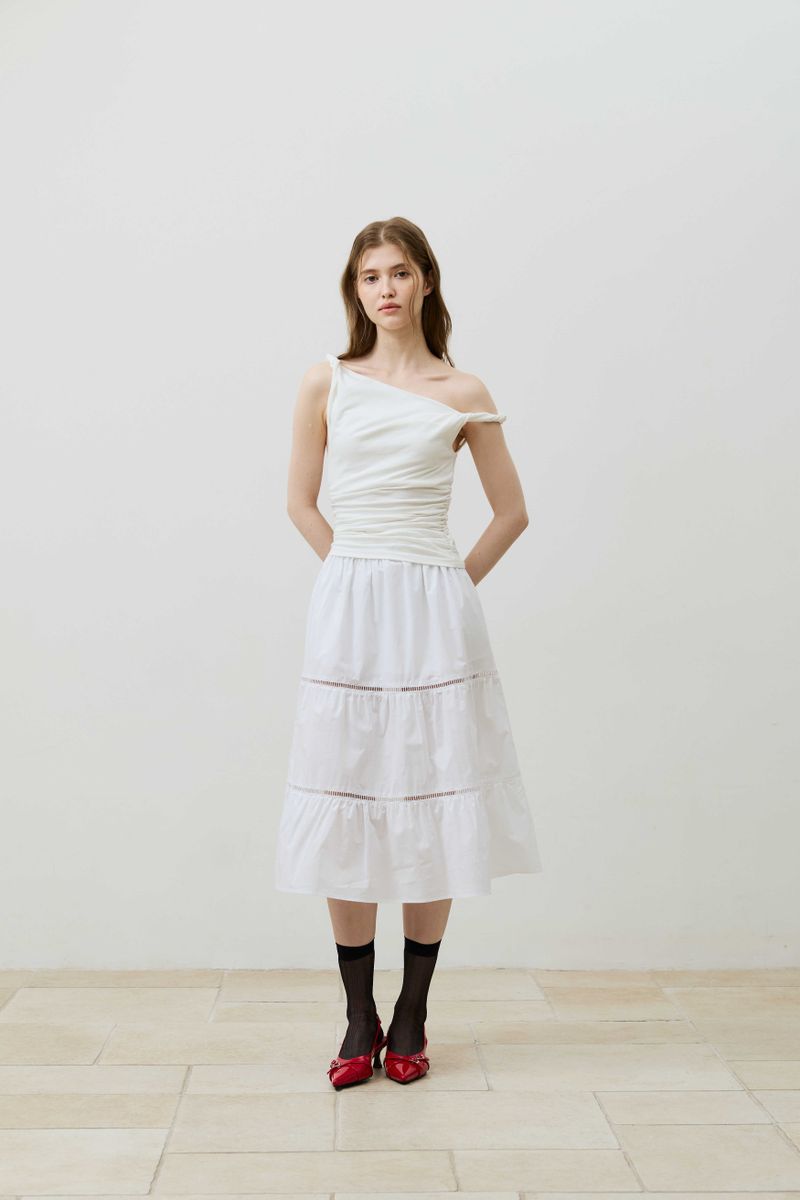 COS TWISTED SHIRRLING TOP / IVORY