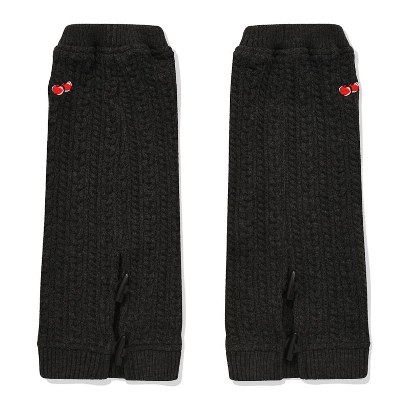 CHERRY CABLE KNIT LEG WARMERS [BLACK]