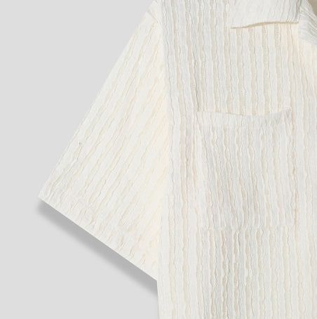 Wavy Open Collar Half Shirt