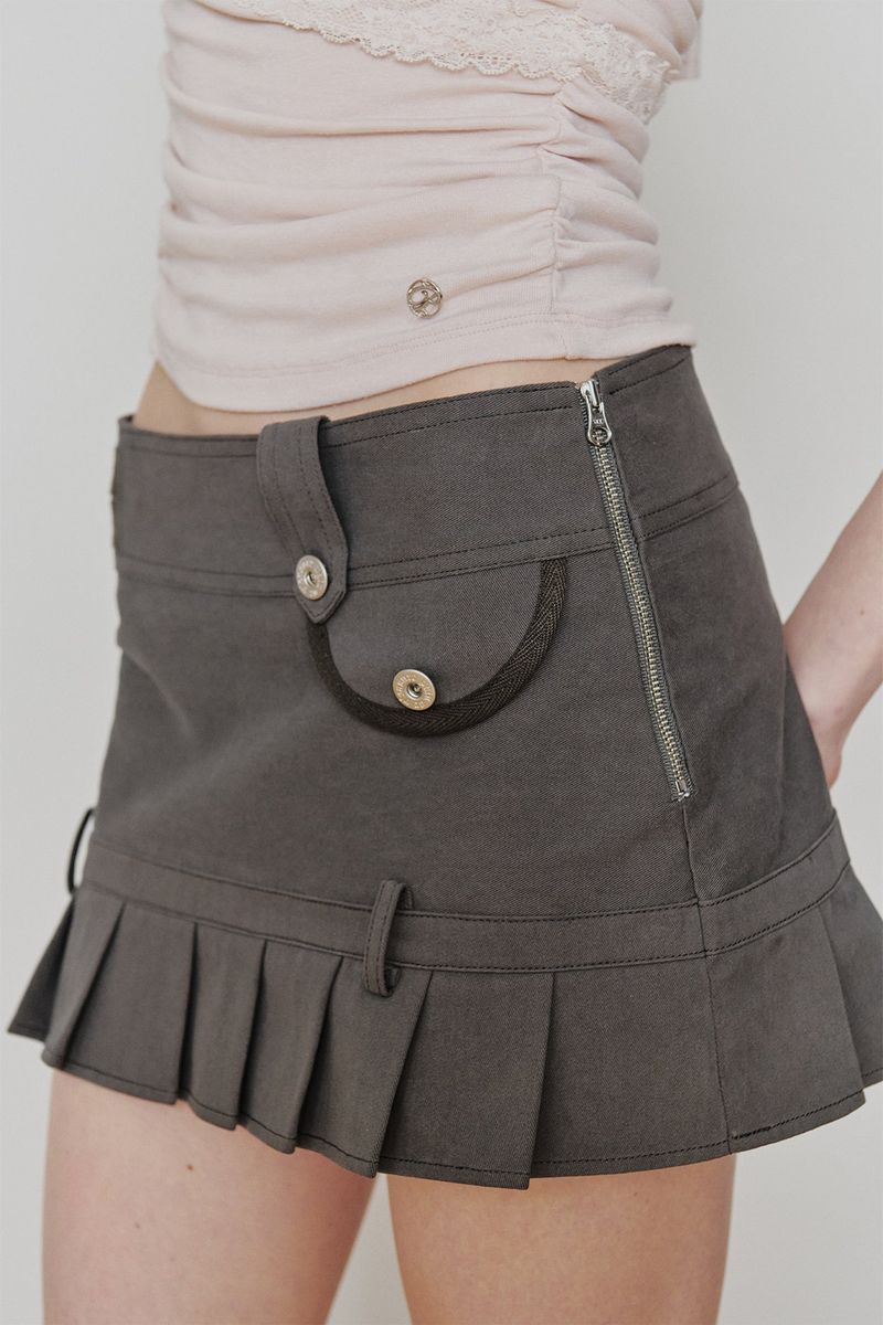 RUE BELTED MINI SKIRT khaki