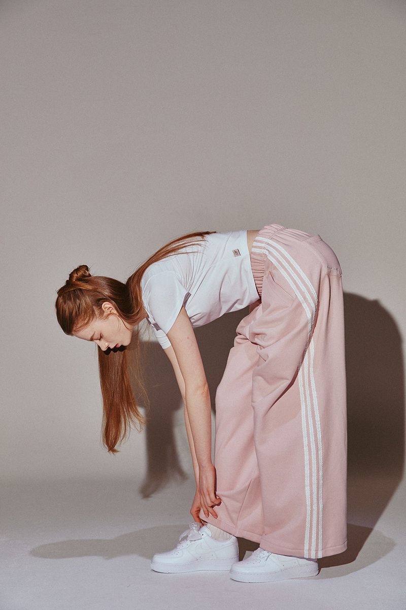 Lace Tape Track Pants Pink