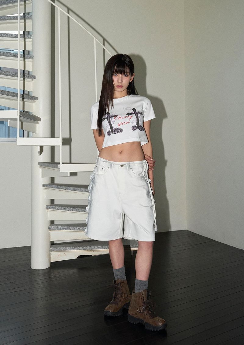 cross roses tee - white