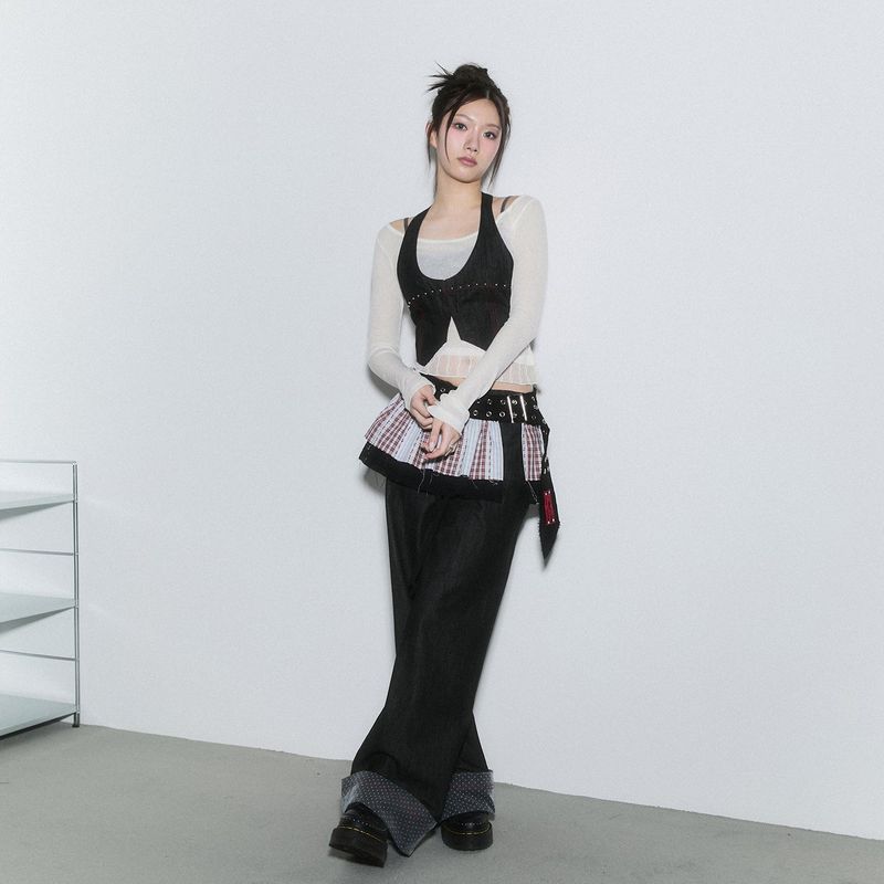 (2nd reorder) pleats layered belt - red