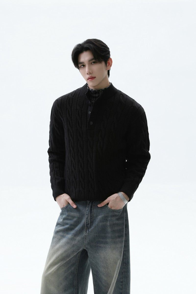 TURNTIDE( ターンタイド)の「Layered Look Henley Knit Sweater(Tops)」