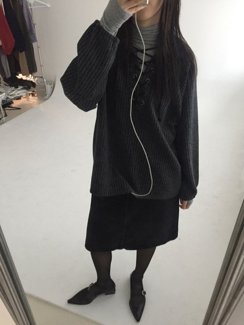 String knit anorak
