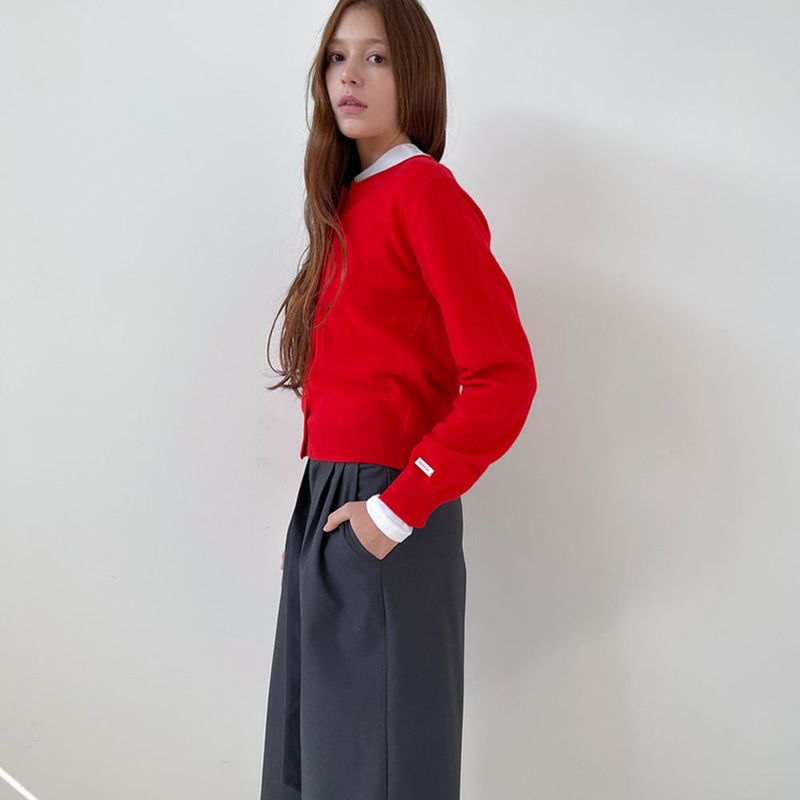Rolling Knit Cardigan _Vivid Red