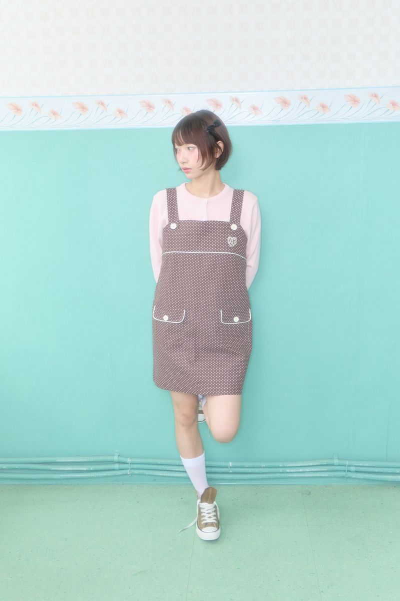 DOLLY BUTTON MINI DRESS (BROWN)