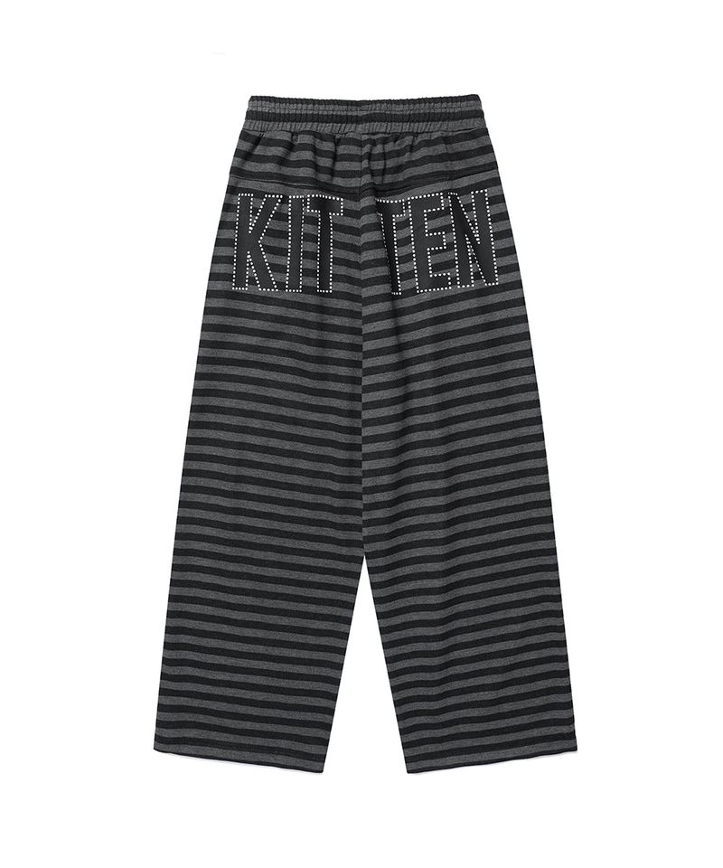 STRIPED KITTEN WIDE SWEAT PANTS BLACK(CV2GFFPA04A)