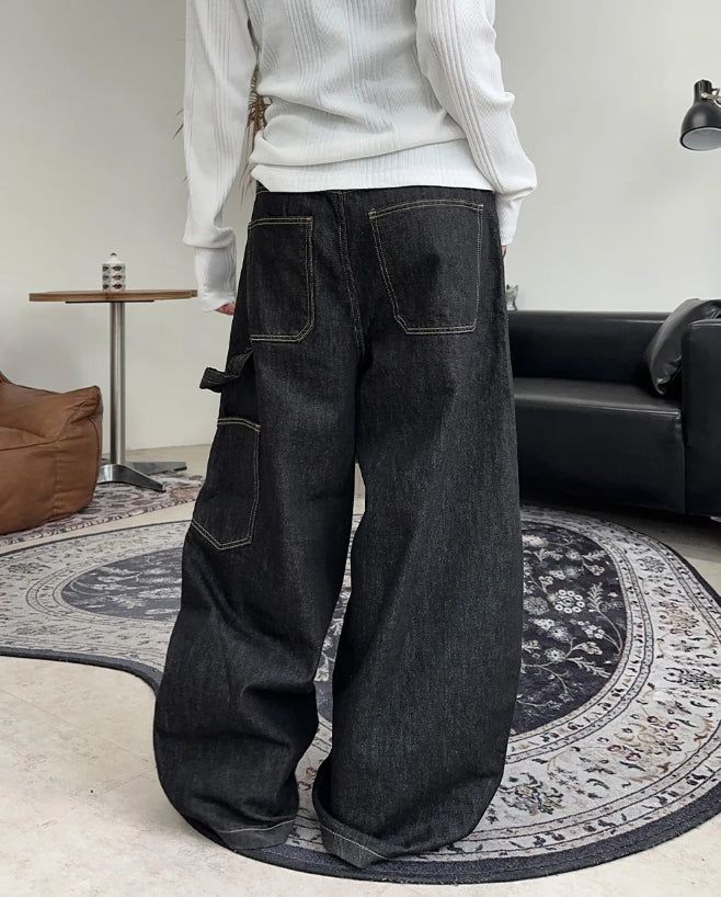 Defen Carpenter Wide Denim Pants