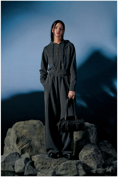 Pigment Cut-Off Hoodie Zip-Up