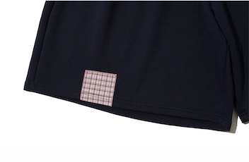 CHECK BANDING BERMUDA PANTS - NAVY