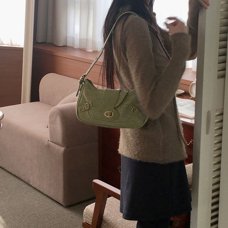 Binbe Vintage Washing Green Shoulder Bag