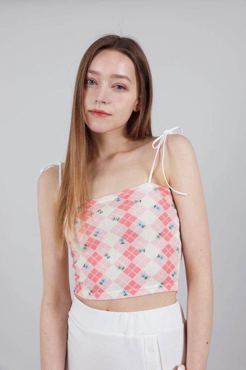 SET Highteen Sleeveless Crop Top Scrunchie Pink