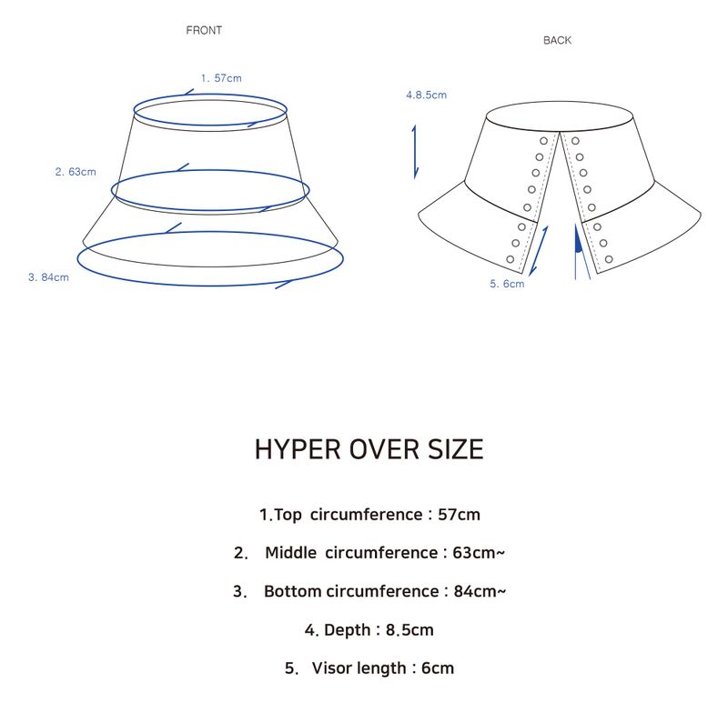 [SVR]HYPER OVER SIZE BACK STRING BUCKET HAT_WHASHING BLACK_AXII
