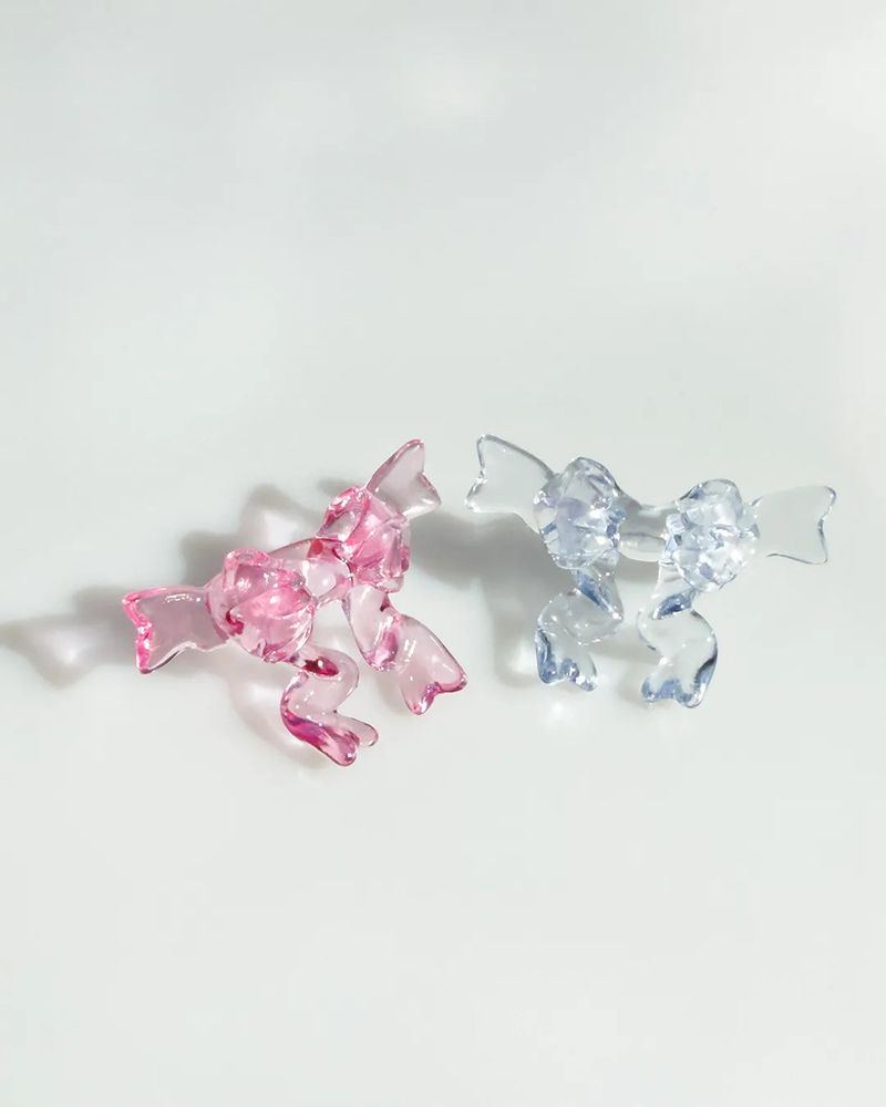 Jelly Ribbon Wing Ring - Clear Blue
